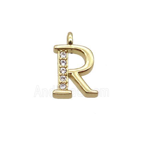 Copper Letter-R Pendant Pave Zircon Gold Plated