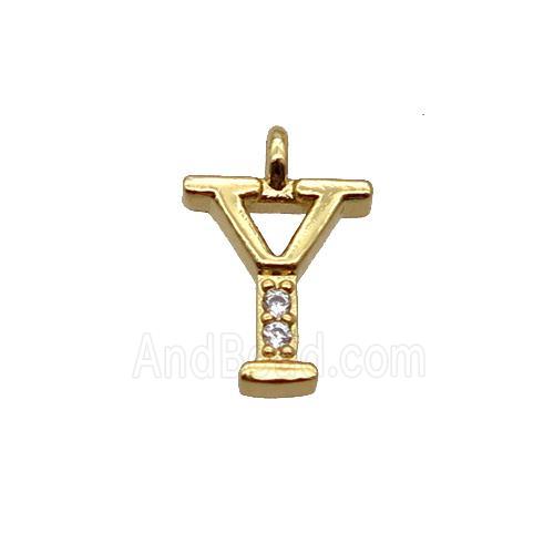 Copper Letter-Y Pendant Pave Zircon Gold Plated