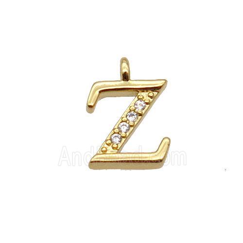 Copper Letter-Z Pendant Pave Zircon Gold Plated
