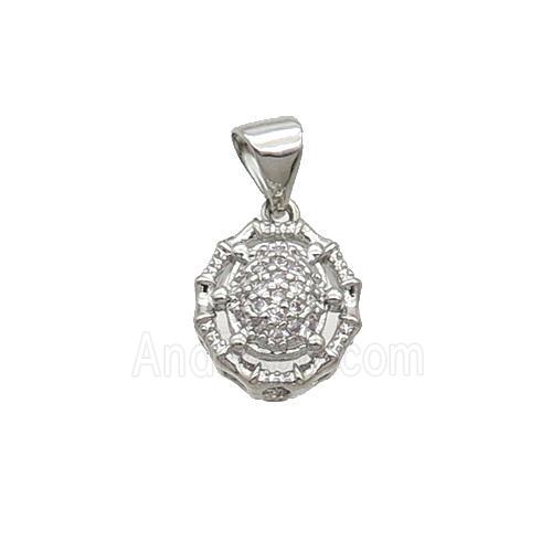 Copper Spider Pendant Pave Zircon Platinum Plated