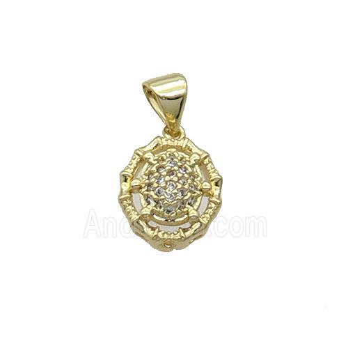 Copper Spider Pendant Pave Zircon Gold Plated