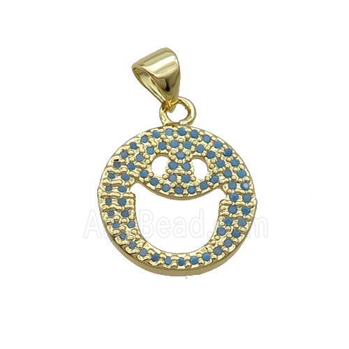 Copper Emoji Pendant Pave Turq Zircon Gold Plated