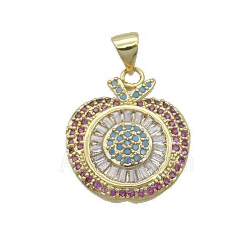 Copper Apple Pendant Pave Zircon Gold Plated