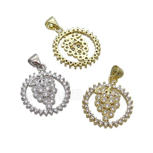 Copper Grape Pendant Pave Zircon Circle Mixed