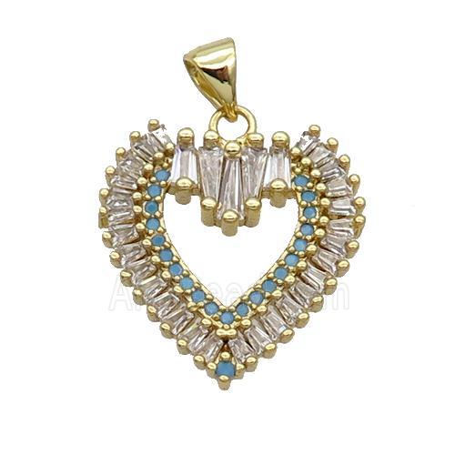 Copper Heart Pendant Pave Zircon Gold Plated