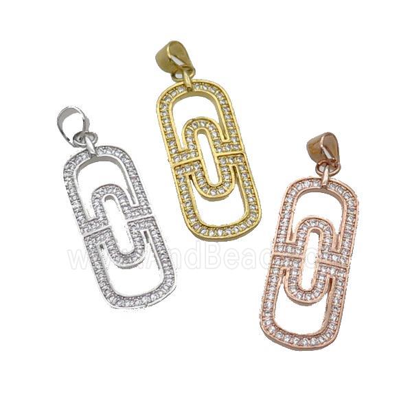 Copper Rectangle Pendant Pave Zircon Mixed