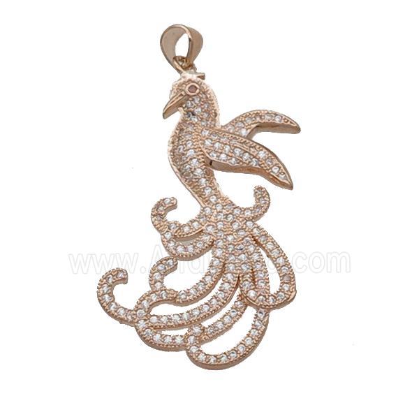 Copper Phoenix Pendant Pave Zircon Rose Gold