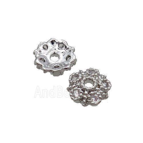 Copper Beadscap Pave Zircon Platinum Plated