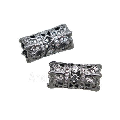 Copper Tube Beads Pave Zircon Black Plated