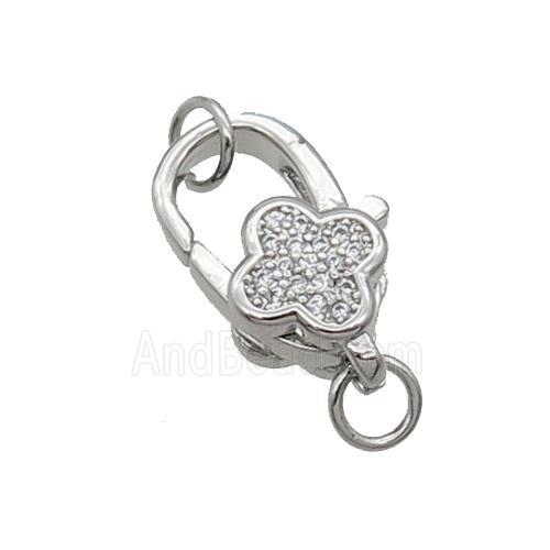 Copper Lobster Clasp Pave Zircon Platinum Plated
