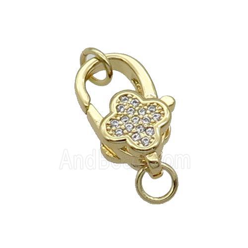 Copper Lobster Clasp Pave Zircon Gold Plated