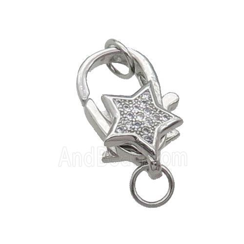 Copper Lobster Clasp Pave Zircon Platinum Plated