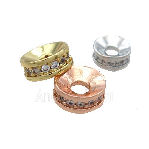 Copper Rondelle Beads Pave Zircon Mixed