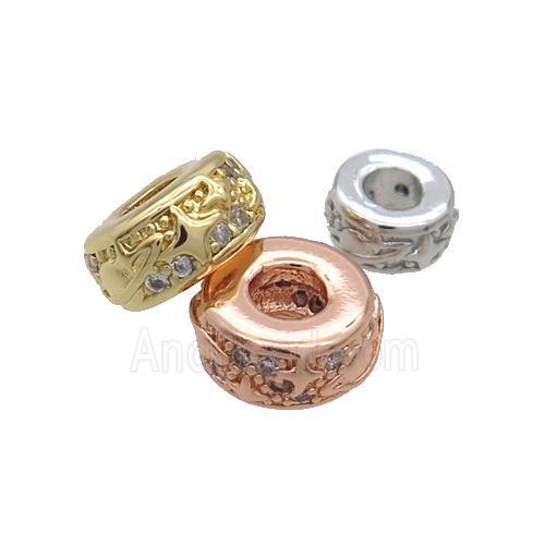 Copper Rondelle Spacer Beads Pave Zircon Mixed