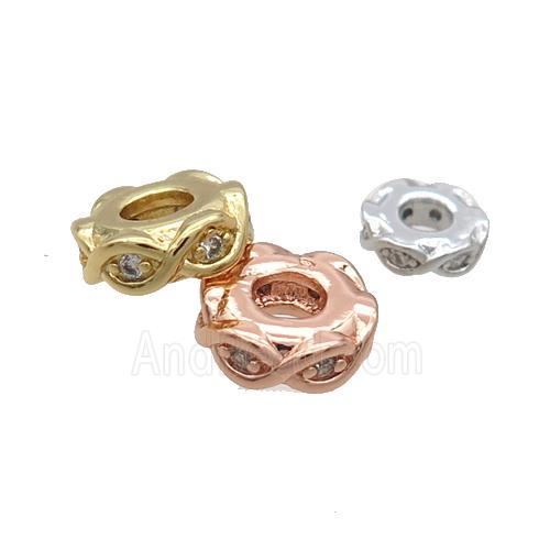 Copper Heishi Spacer Beads Pave Zircon Mixed