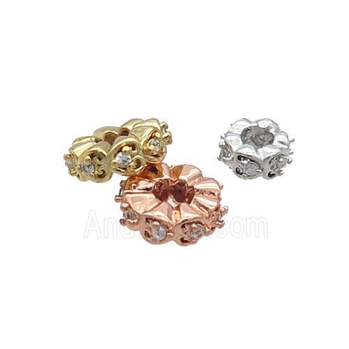 Copper Heishi Spacer Beads Pave Zircon Mixed
