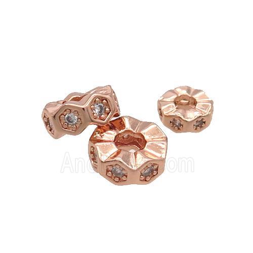 Copper Heishi Spacer Beads Pave Zircon Rose Gold