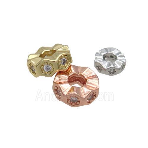 Copper Heishi Spacer Beads Pave Zircon Mixed