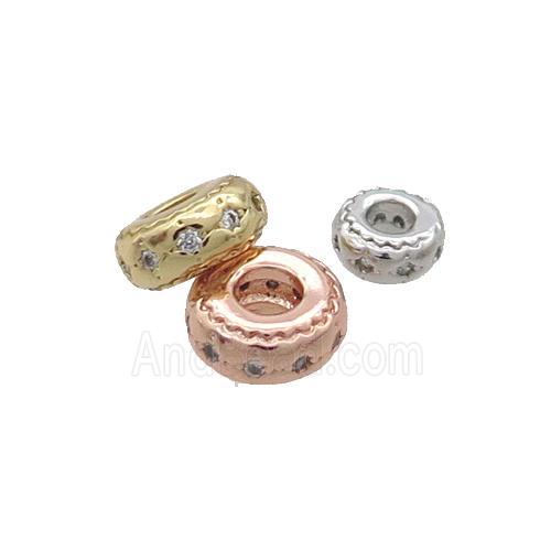 Copper Rondelle Spacer Beads Pave Zircon Mixed