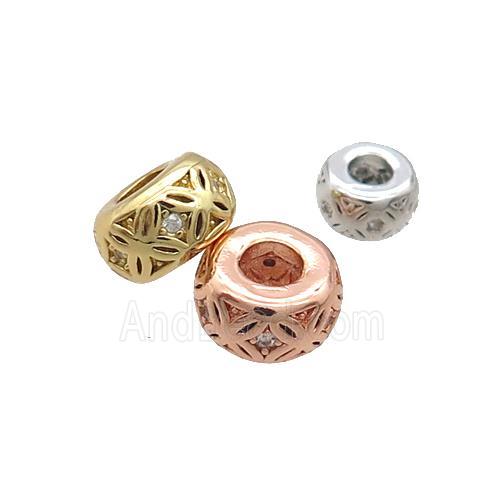 Copper Rondelle Spacer Beads Pave Zircon Mixed