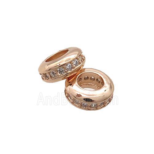 Copper Rondelle Spacer Beads Pave Zircon Rose Gold