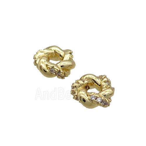 Copper Rondelle Spacer Beads Pave Zircon Gold Plated