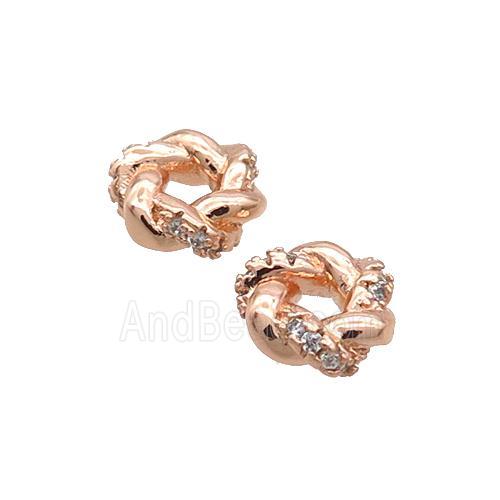 Copper Rondelle Spacer Beads Pave Zircon Rose Gold