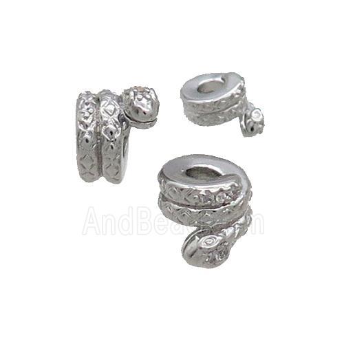 Copper Snake Beads Pave Zircon Platinum Plated