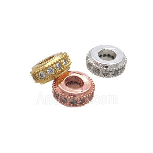 Copper Rondelle Spacer Beads Pave Zircon Mixed