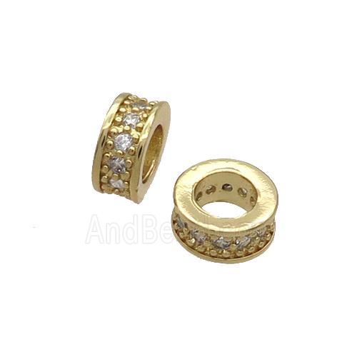 Copper Heishi Spacer Beads Pave Zircon Gold Plated