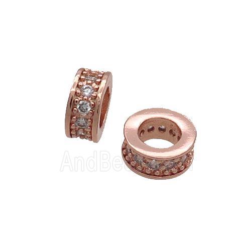 Copper Heishi Spacer Beads Pave Zircon Rose Gold