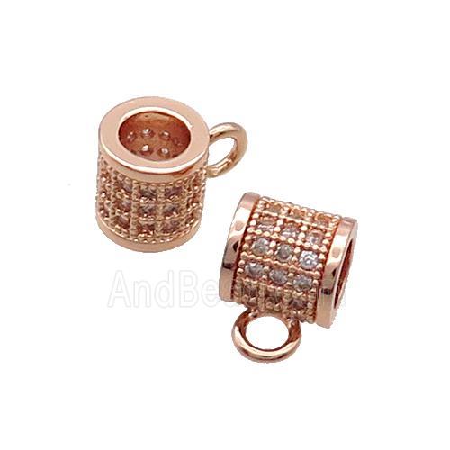 Copper Hanger Bail Pave Zircon Large Hole Rose Gold