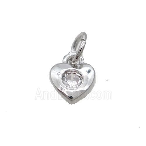 Copper Heart Pendant Pave Zircon Platinum Plated