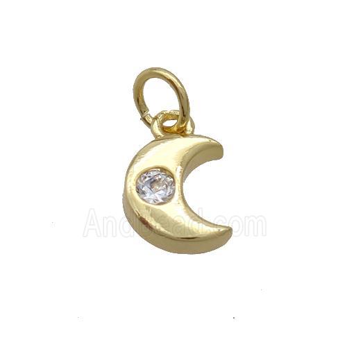 Copper Moon Pendant Pave Zircon Gold Plated