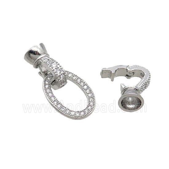 Copper Clasp Pave Zircon Platinum Plated