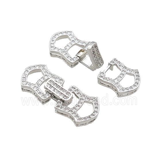 Copper Clasp Pave Zircon Platinum Plated