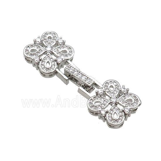 Copper Clasp Pave Zircon Platinum Plated