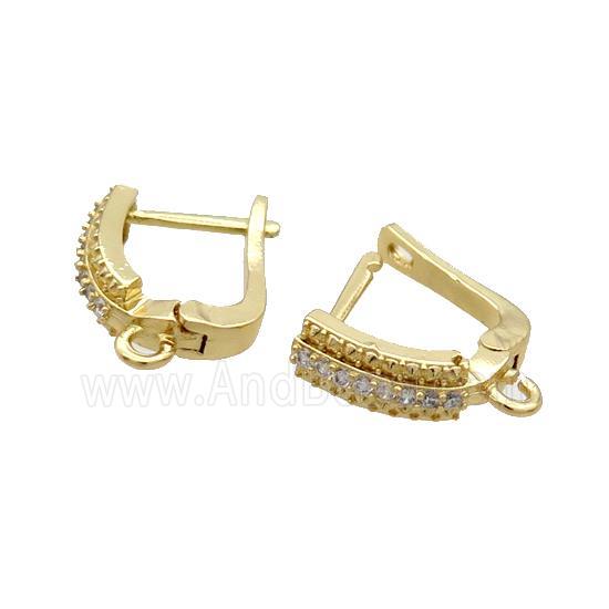 Copper Latchback Earring Pave Zircon Gold Plated