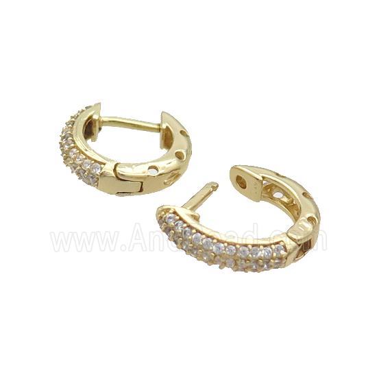 Copper Latchback Earring Pave Zircon Gold Plated
