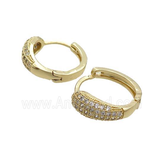 Copper Latchback Earring Pave Zircon Gold Plated