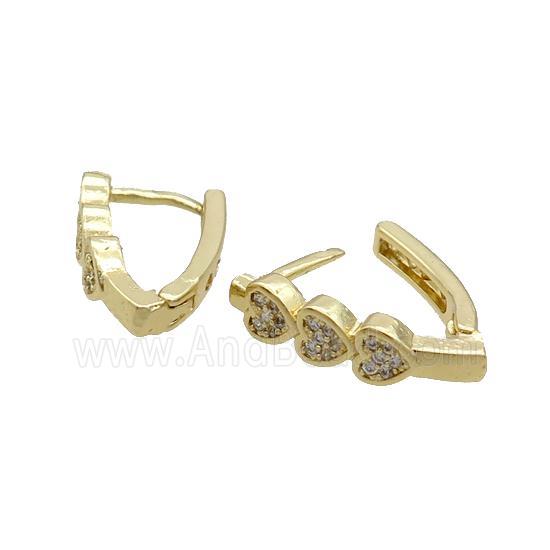 Copper Latchback Earring Pave Zircon Gold Plated