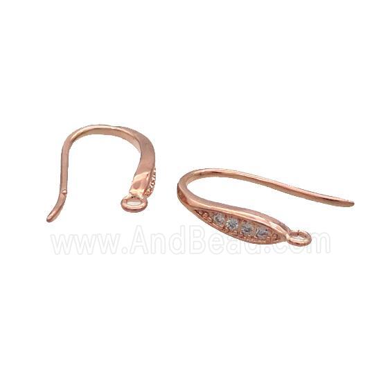 Copper Hook Earring Pave Zircon Rose Gold