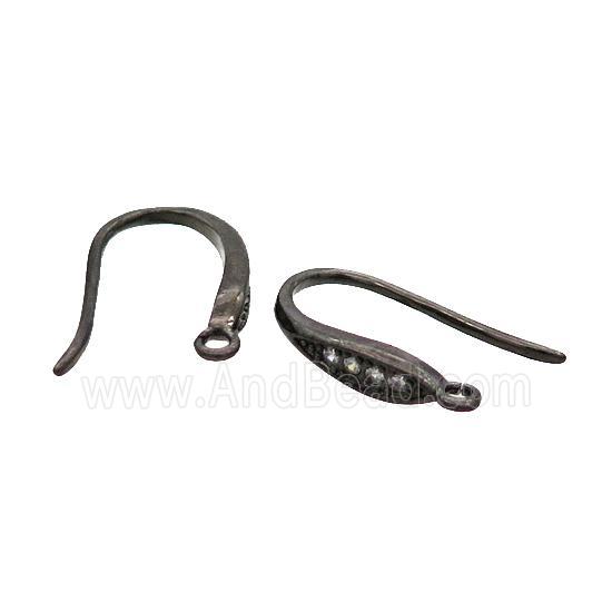 Copper Hook Earring Pave Zircon Black Plated