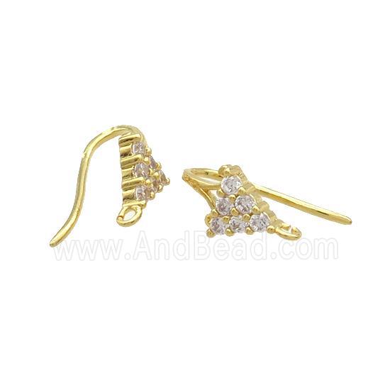 Copper Hook Earring Pave Zircon Gold Plated