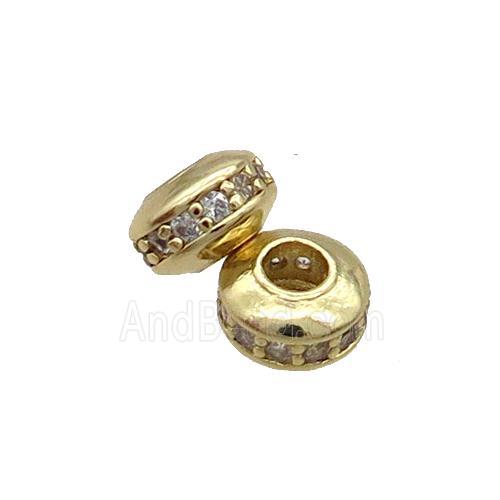 Copper Rondelle Beads Pave Zircon Gold Plated