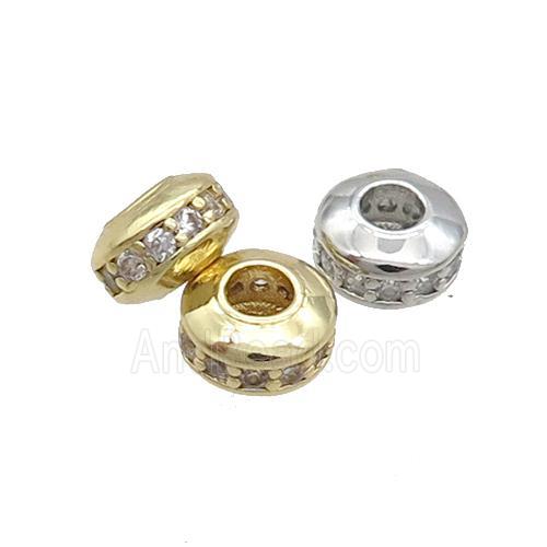 Copper Rondelle Beads Pave Zircon Mixed