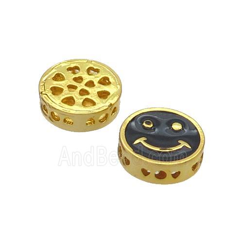 Copper Emoji Beads Black Enamel Gold Plated