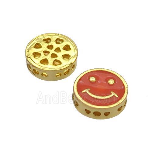 Copper Emoji Beads Red Enamel Gold Plated