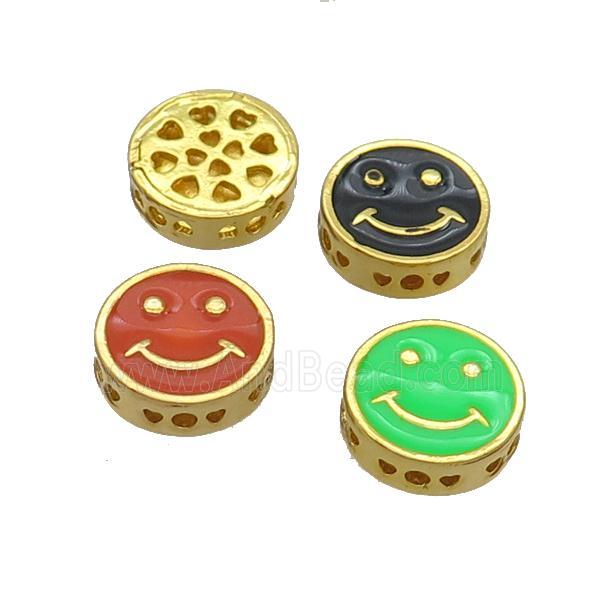 Copper Emoji Beads Enamel Gold Plated Mixed