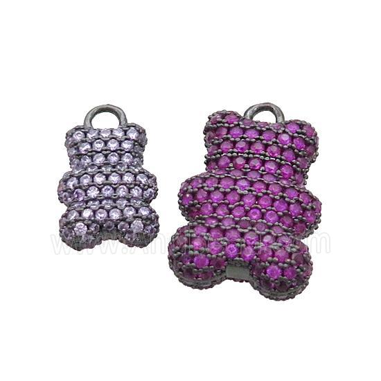 Copper Bear Pendant Pave Zircon Black Plated
